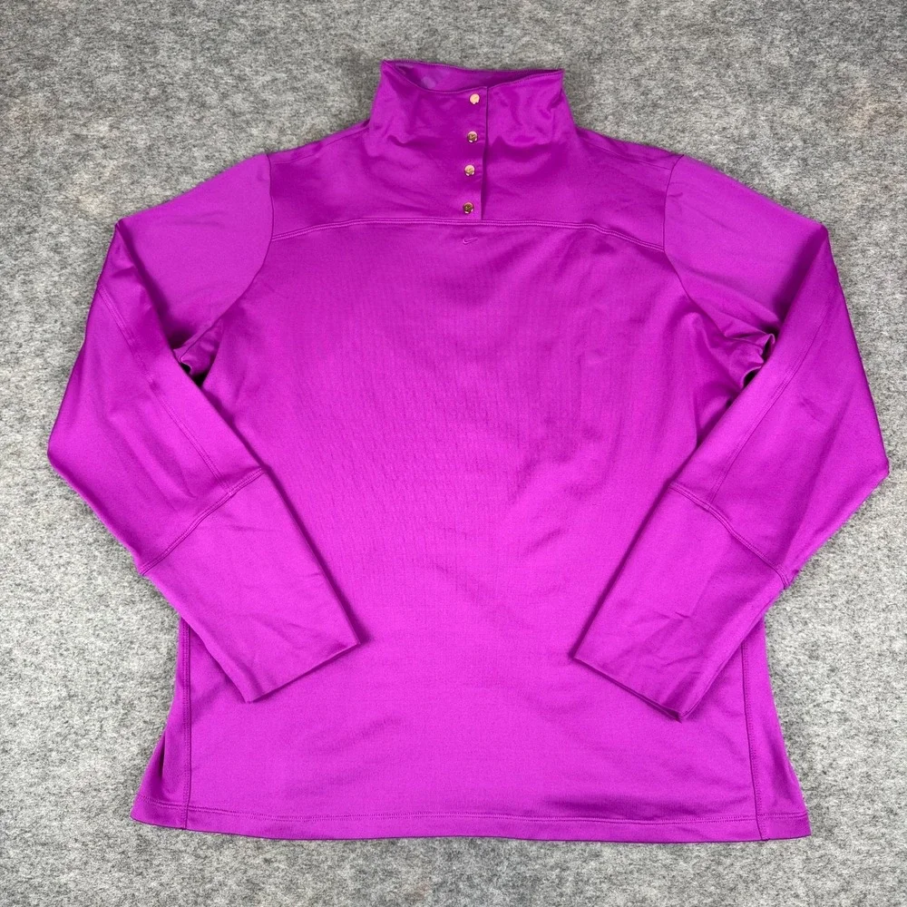Nike Golf Dri Fit Pullover Shirt Long Sleeve High Neck Purple Womens XL